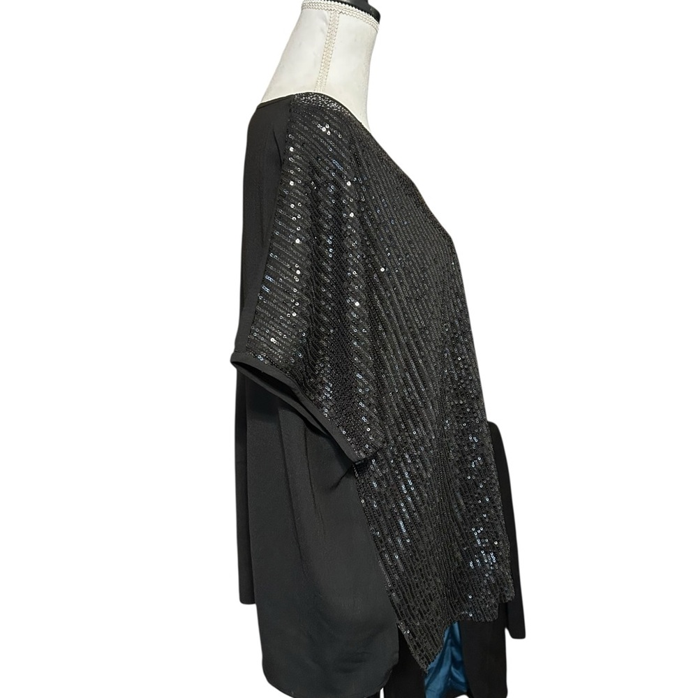 Savanna Jane Womens Sequin Top Size 1X Black Glam Concert Festival Cowgirl - Picture 2 of 7